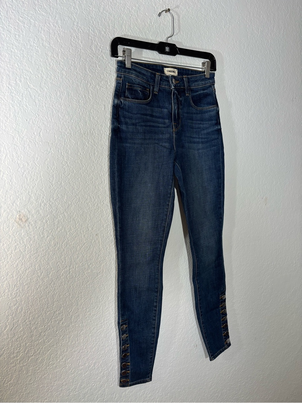 L’Agence Piper High Rise Skinny Jeans Classic Vintage Wash Dark Blue Size 24 - Picture 4 of 11